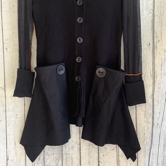 Saint Gil Paris Womens Cardigan Size XS/S READ Knit Mesh Felt Artsy Avant Garde - Picture 3 of 9
